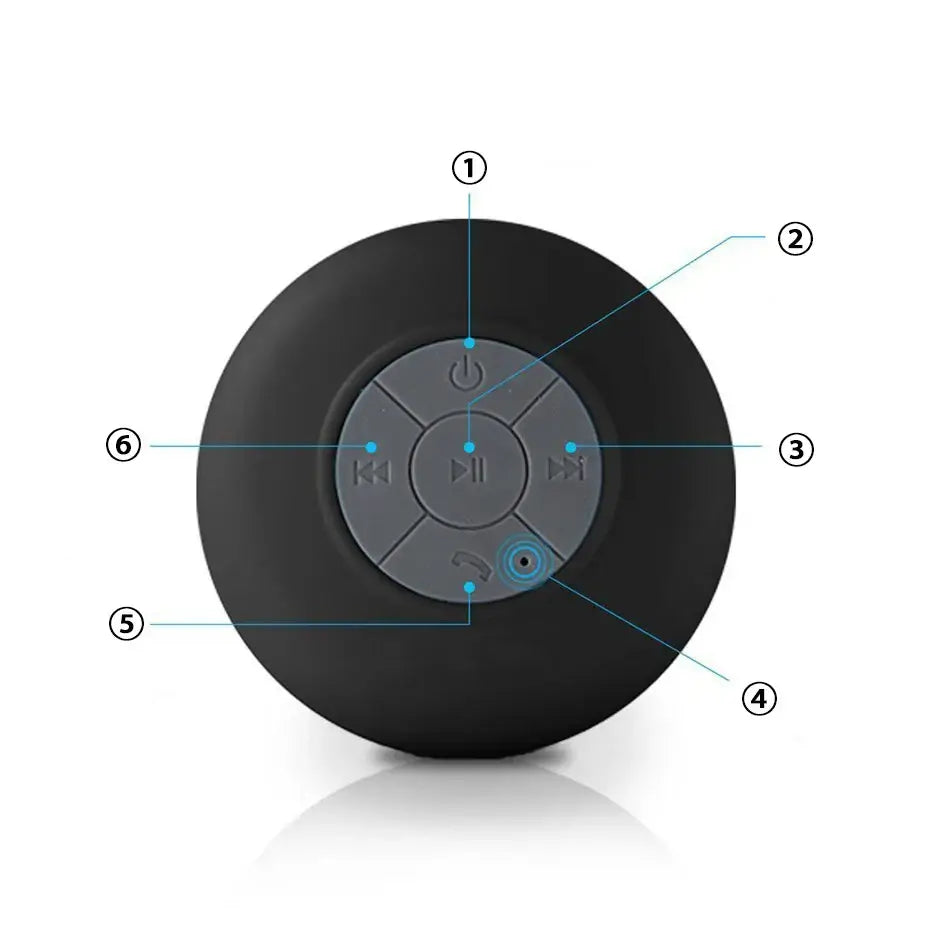 Splashproof BT speaker with suction grip