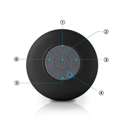 Splashproof BT speaker with suction grip