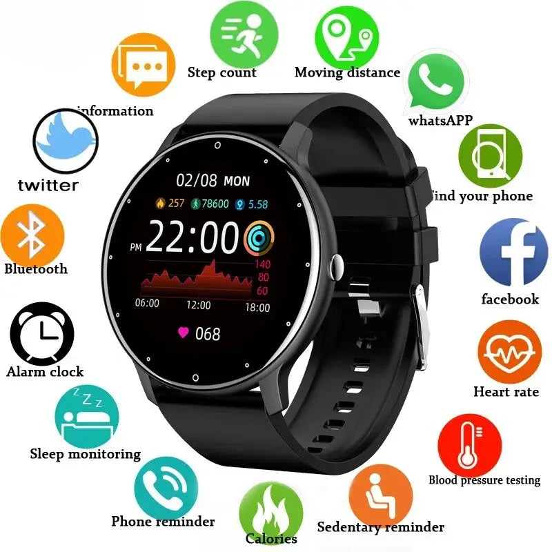 Sleek LIGE smartwatch with full touch display.