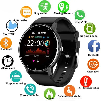 Sleek LIGE smartwatch with full touch display.