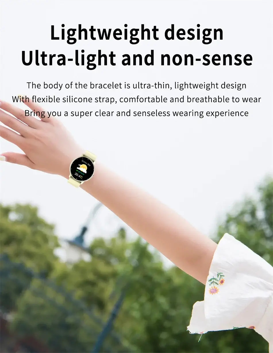 Sleek LIGE smartwatch with full touch display.