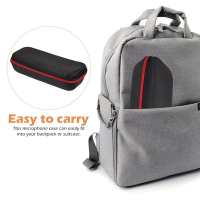 Portable mic case with secure zipper closure.