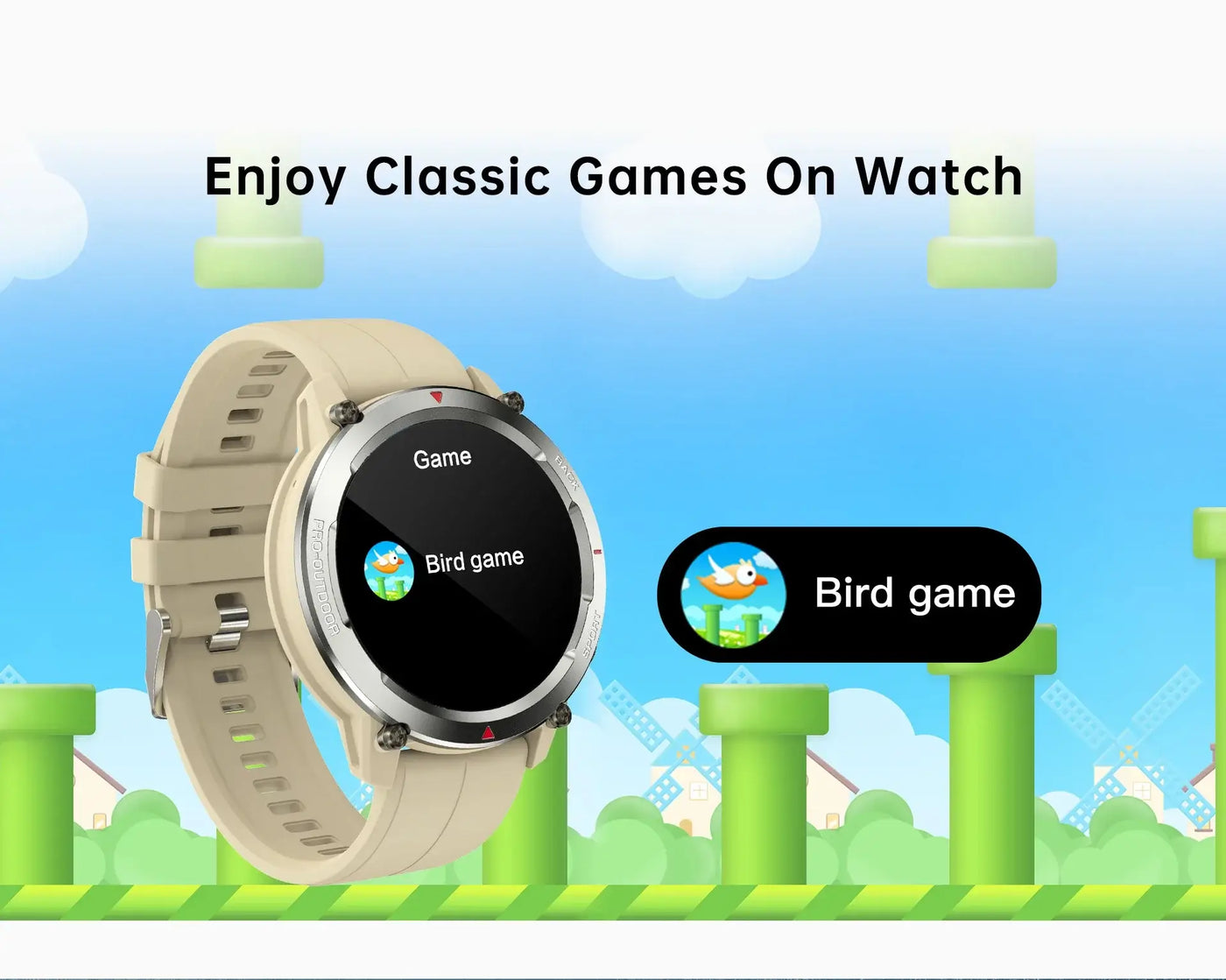 Real-time heart rate and SpO₂ tracking.