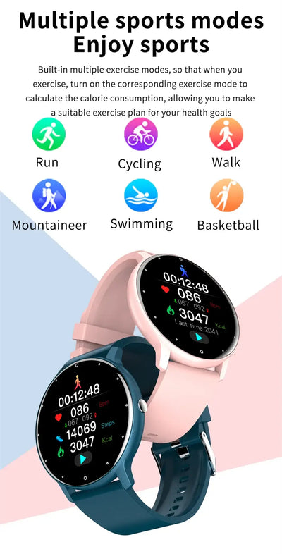 Sleek LIGE smartwatch with full touch display.