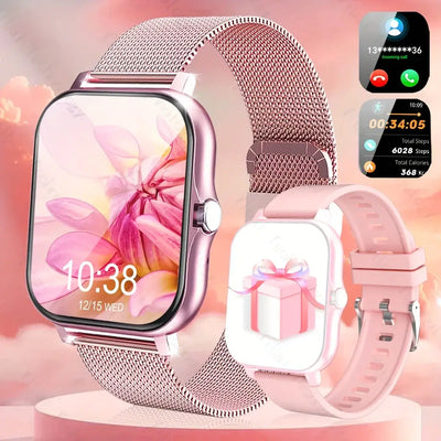 Sleek 1.83” HD smart watch with wireless calling and voice assistant.