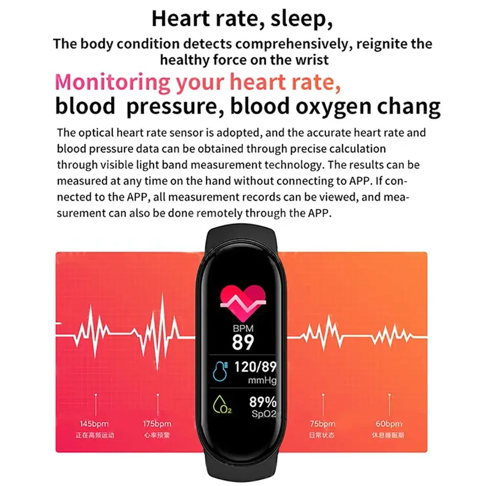 Track your fitness with the M6 smart bracelet.