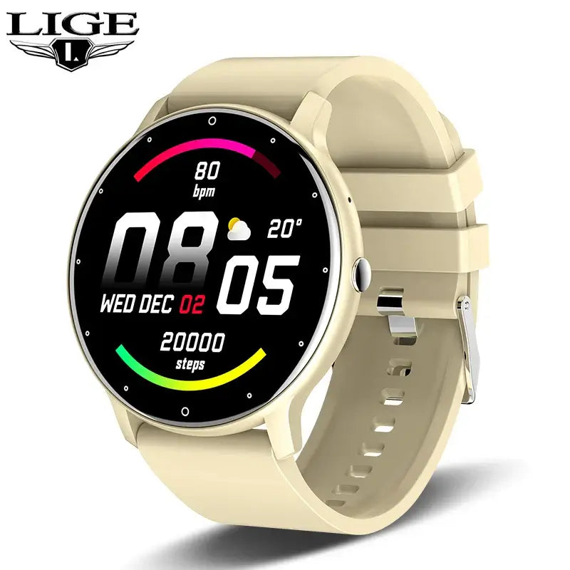 Sleek LIGE smartwatch with full touch display.