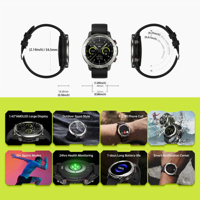 Sleek, modern design with customizable watch faces.