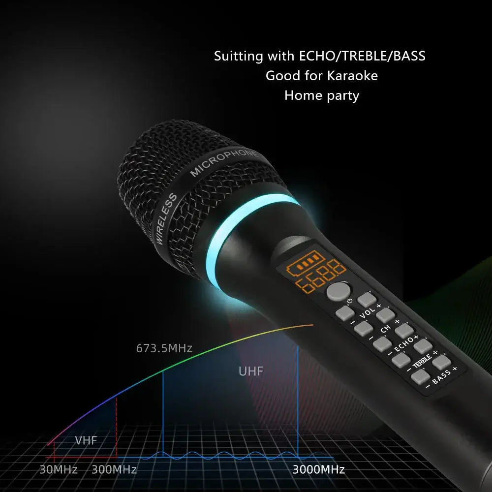 Bluetooth-enabled portable microphone system.