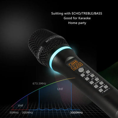 Bluetooth-enabled portable microphone system.