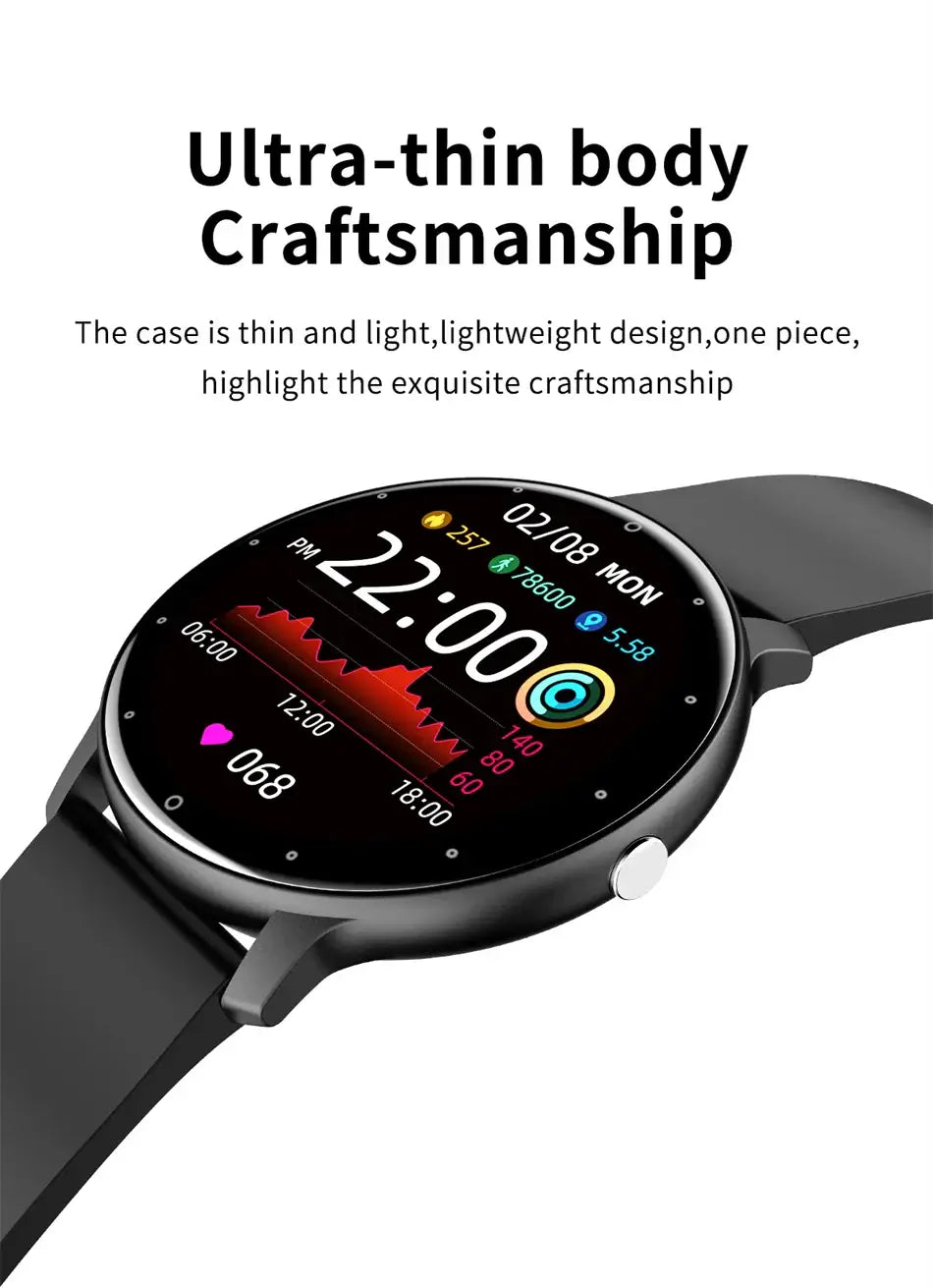 Sleek LIGE smartwatch with full touch display.