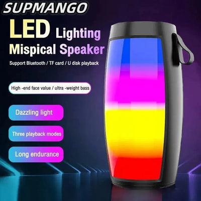S12 wireless speaker with deep bass and colorful LED lights.
