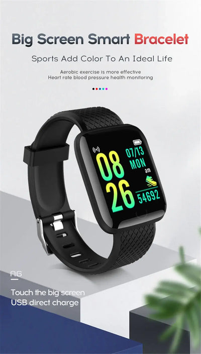 Track steps and calories with the 116 Smart Fitness Bracelet.