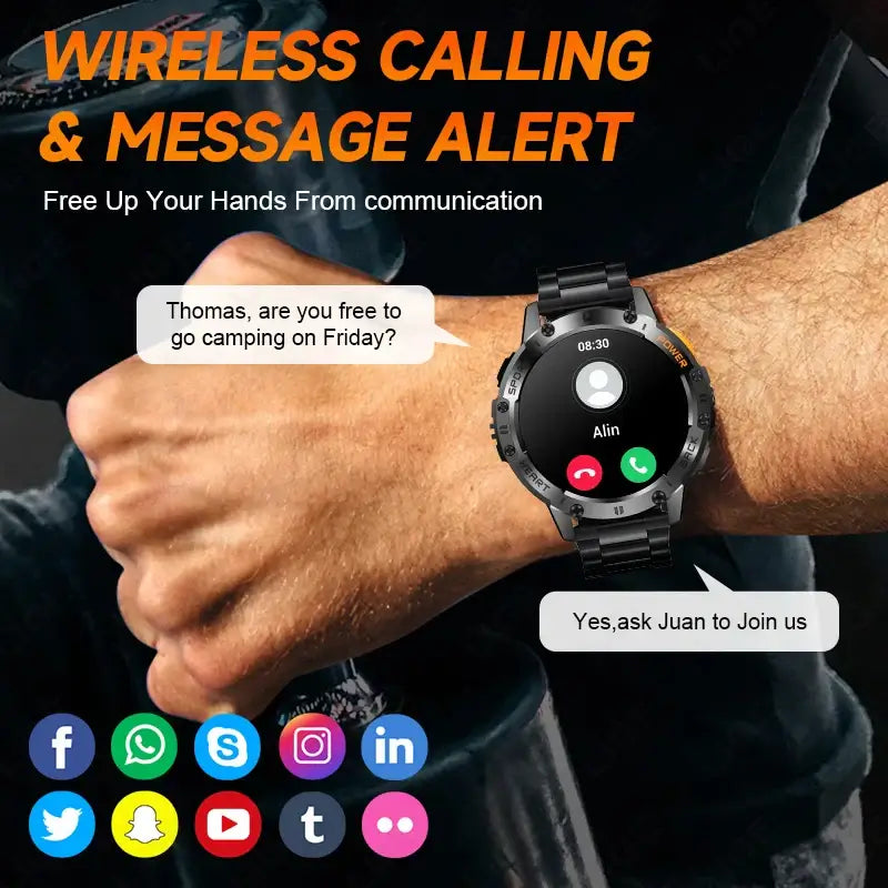 Brilliant AMOLED display smartwatch with flashlight.