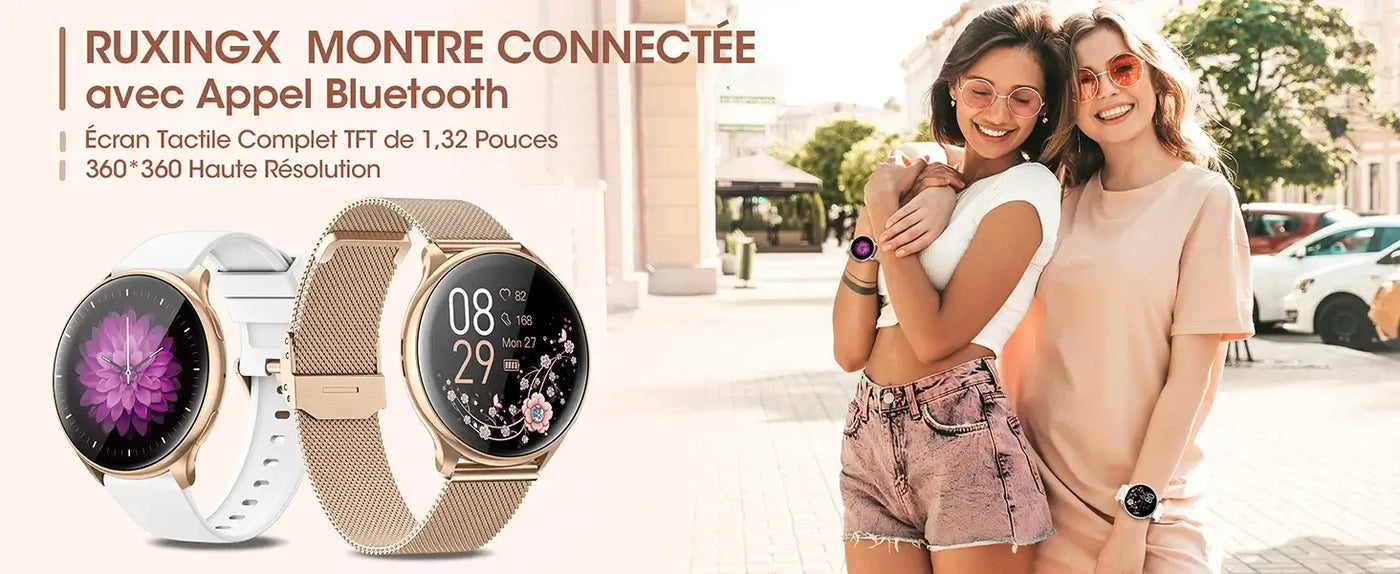 Stylish smartwatch with phone call function for women.