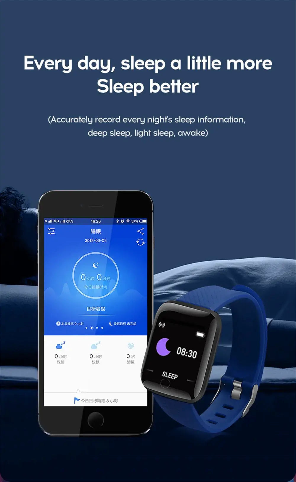 Track steps and calories with the 116 Smart Fitness Bracelet.