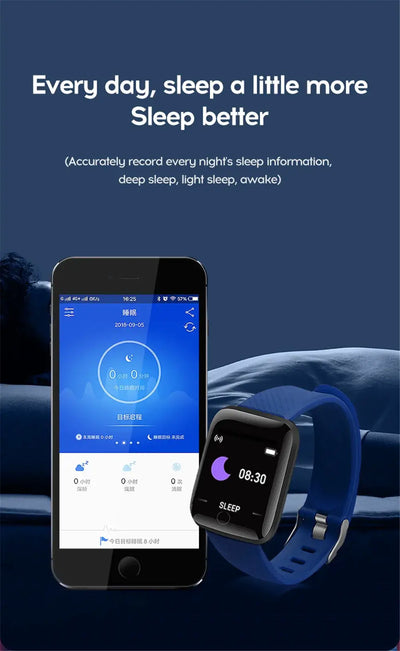 Track steps and calories with the 116 Smart Fitness Bracelet.