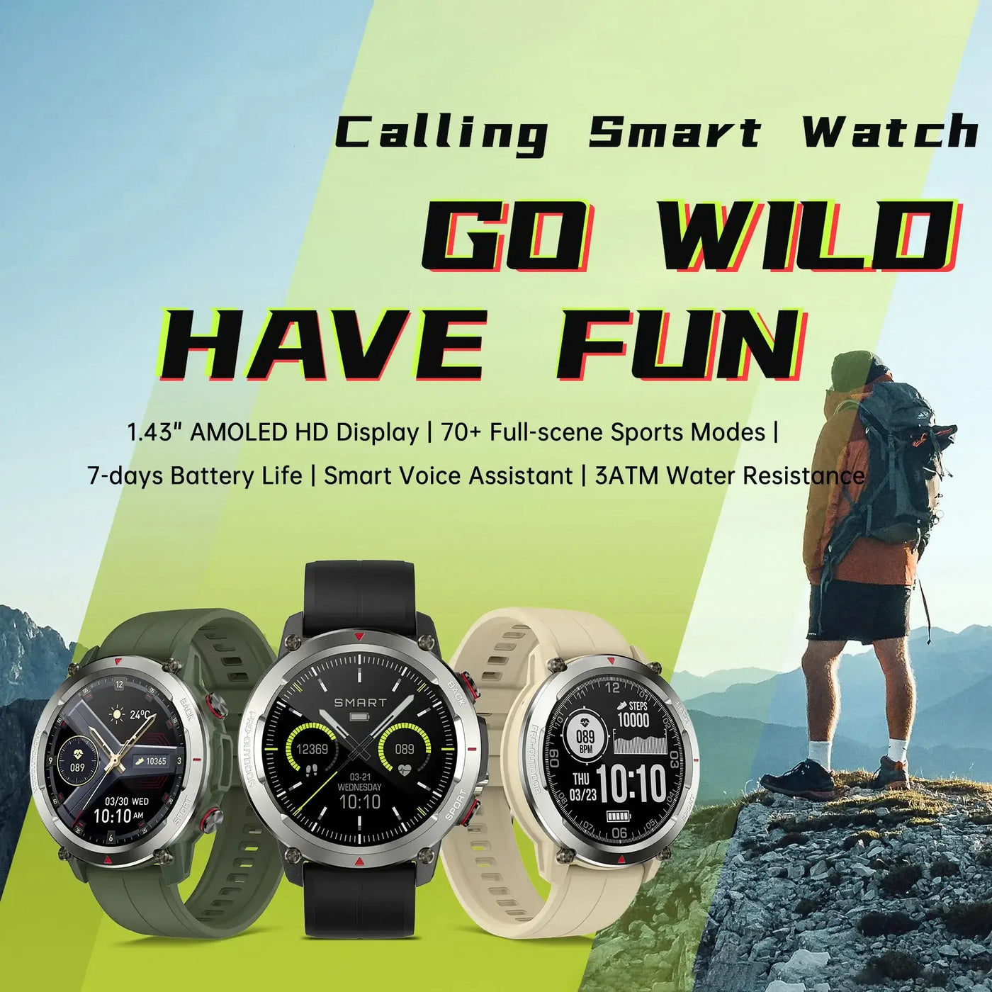 Tracks steps, heart rate, and calories 24/7.