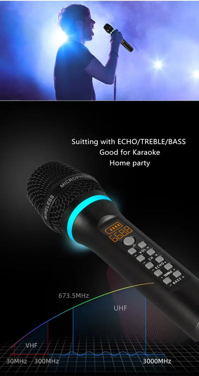 Portable mic ideal for parties and performances.
