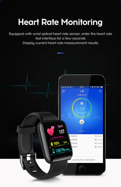 Track steps and calories with the 116 Smart Fitness Bracelet.
