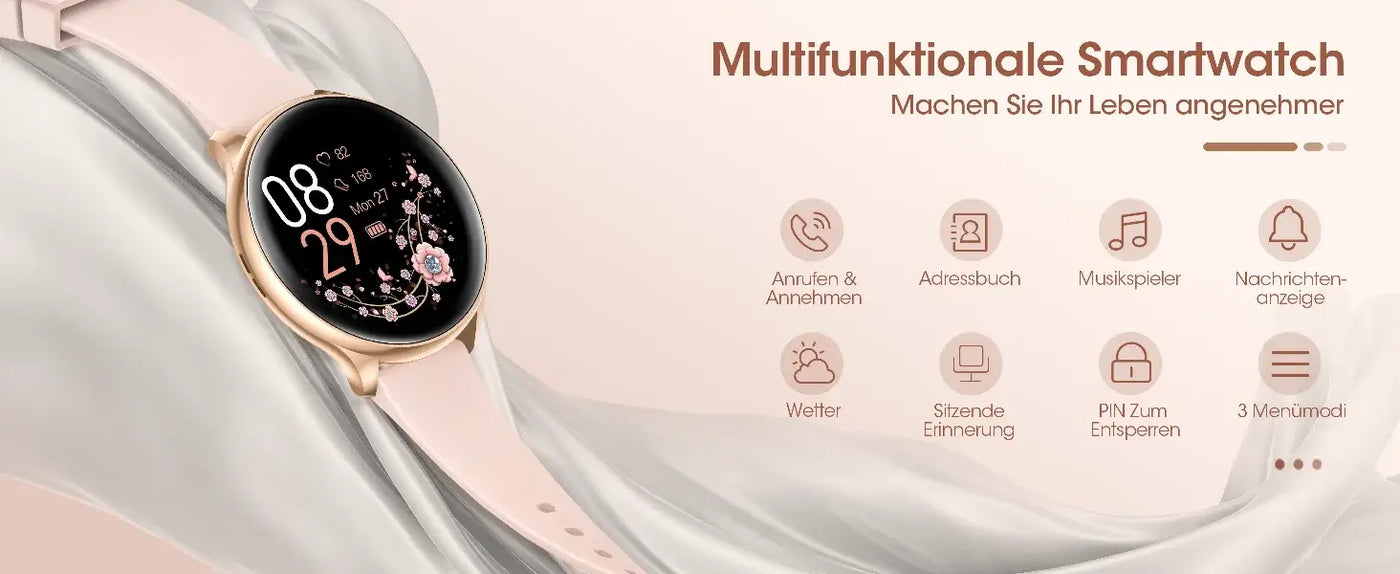 Stylish smartwatch with phone call function for women.