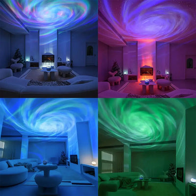 Watch your ceiling light up with swirling stars and auroras.