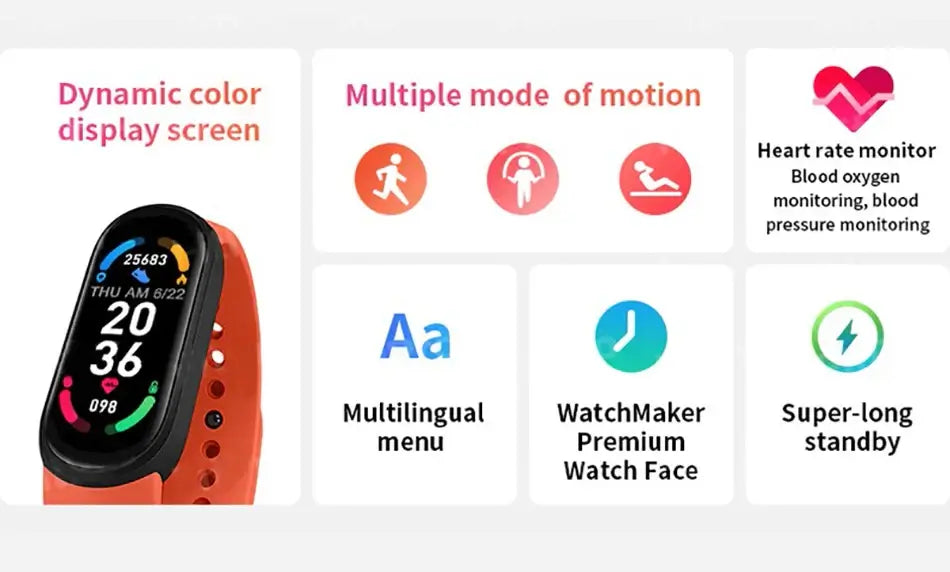 Track your fitness with the M6 smart bracelet.