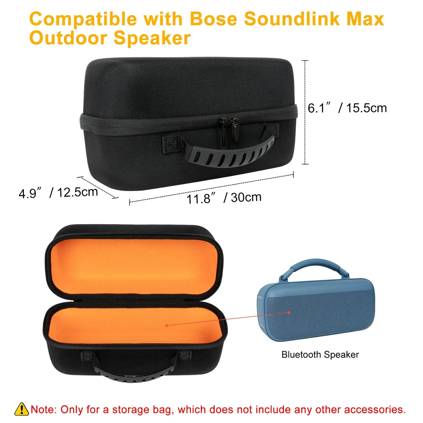 Hard shell travel bag for wireless speaker