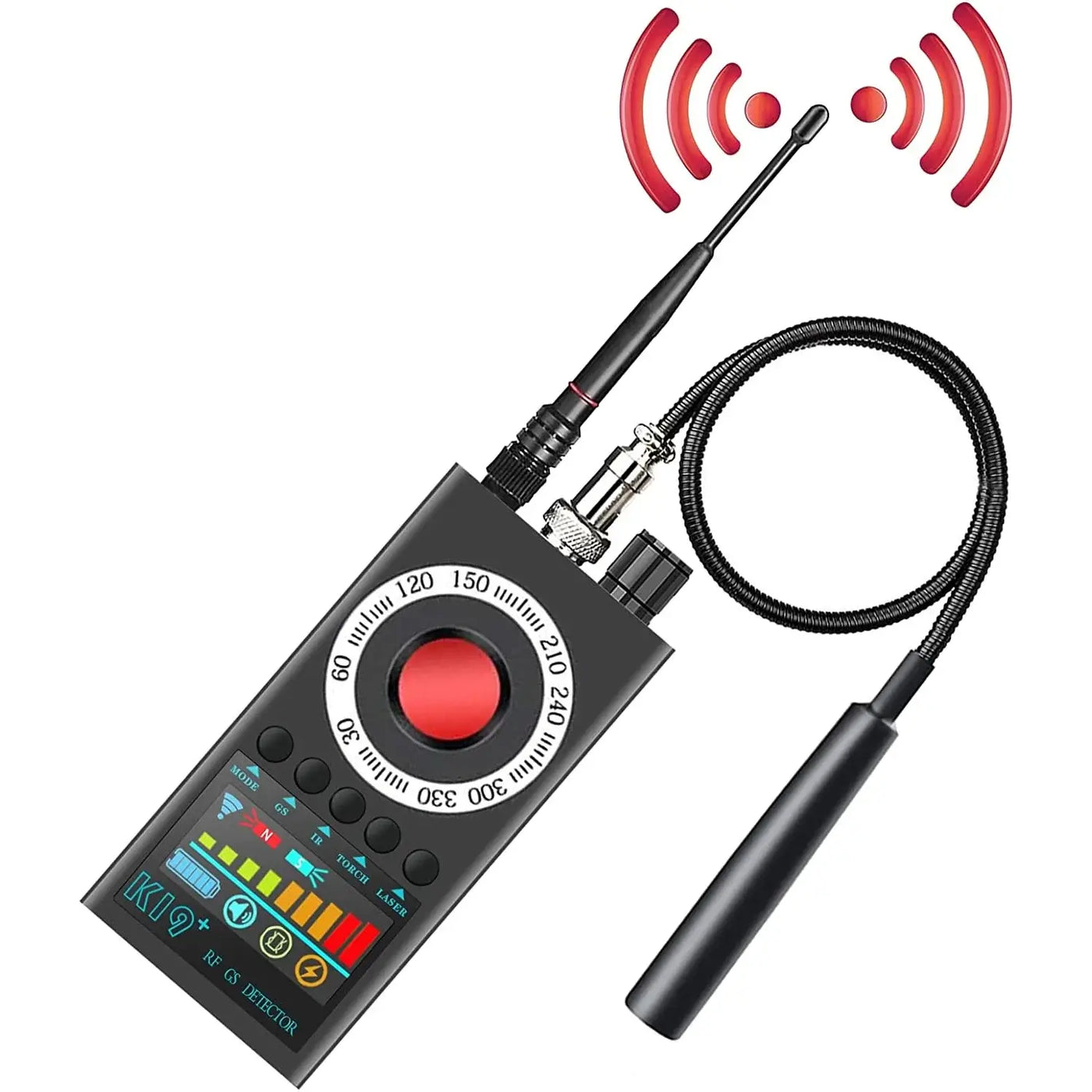 K19+ detector finds hidden spy devices fast.