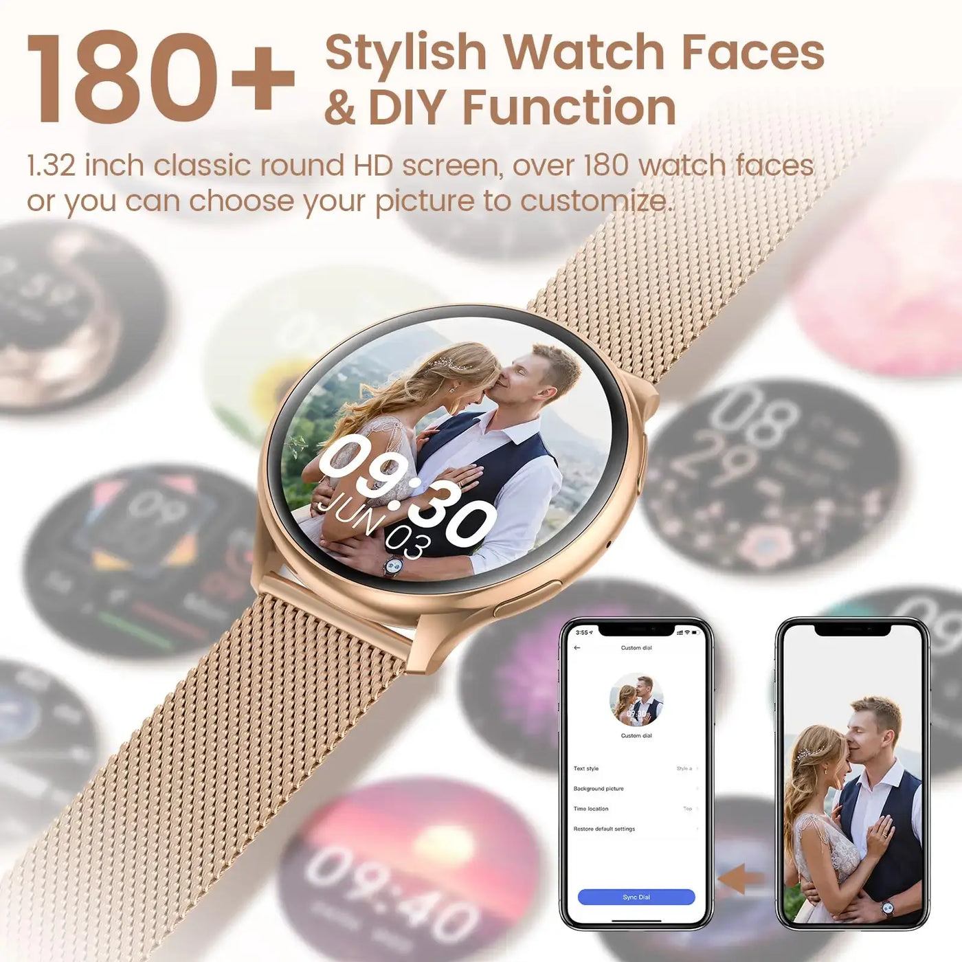 Stylish smartwatch with phone call function for women.