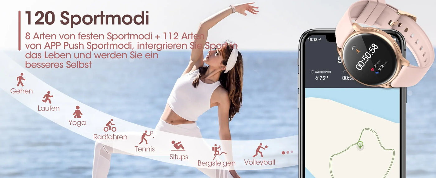 Stylish smartwatch with phone call function for women.