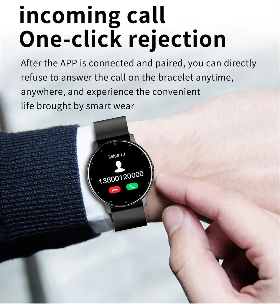 Sleek LIGE smartwatch with full touch display.