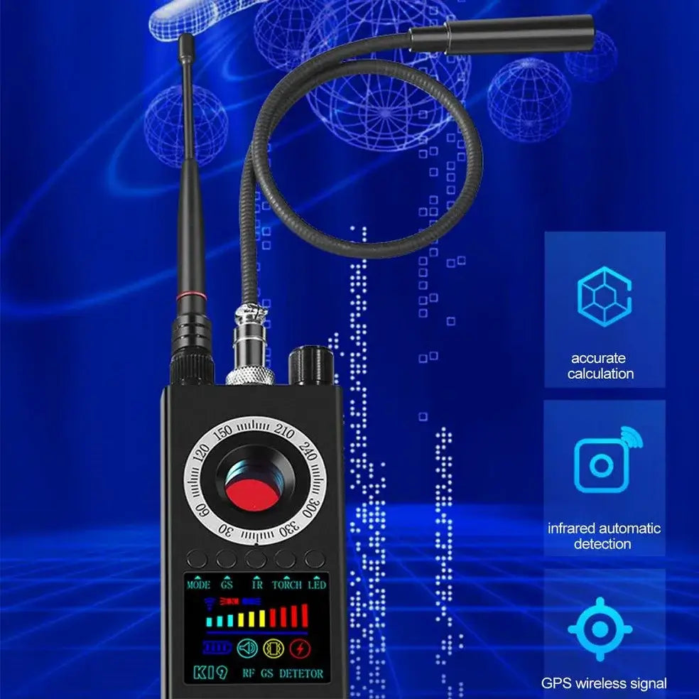 Locates sound bugs & wiretap devices.