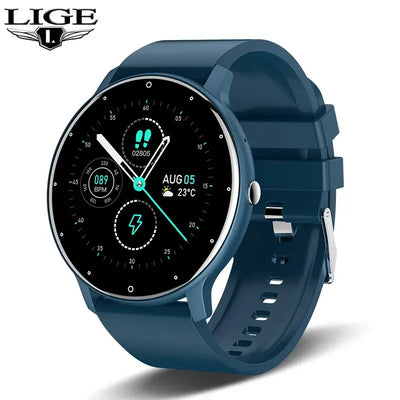 Sleek LIGE smartwatch with full touch display.