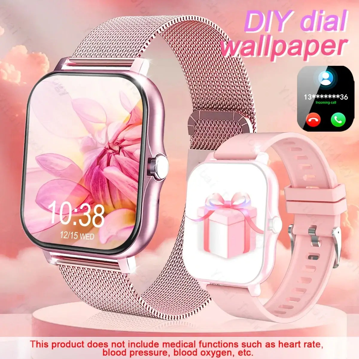 Sleek 1.83” HD smart watch with wireless calling and voice assistant.