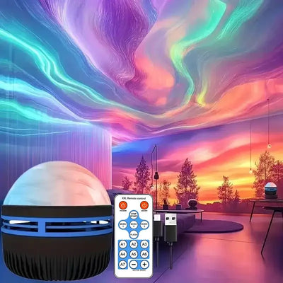 Colorful galaxy projector with remote control.