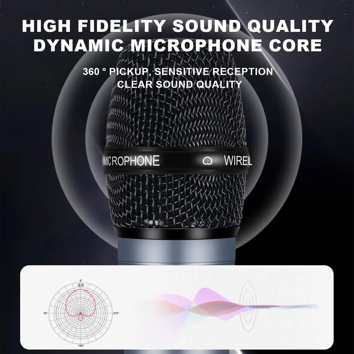 Handheld mic with enhanced audio clarity.