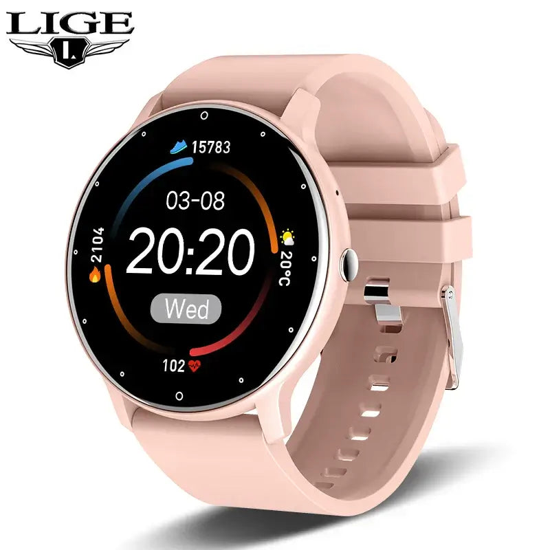 Sleek LIGE smartwatch with full touch display.