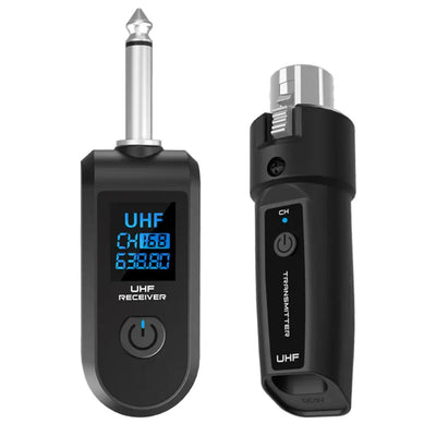 Compact transmitter fits snug on your mic.