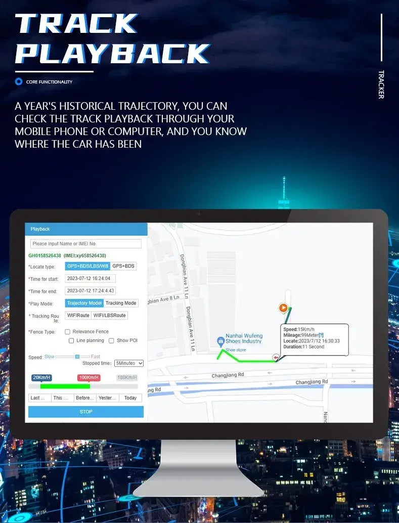 Supports geo-fencing and movement alerts