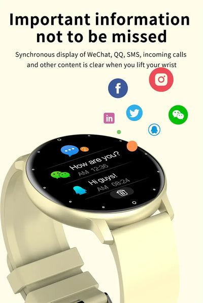 Sleek LIGE smartwatch with full touch display.