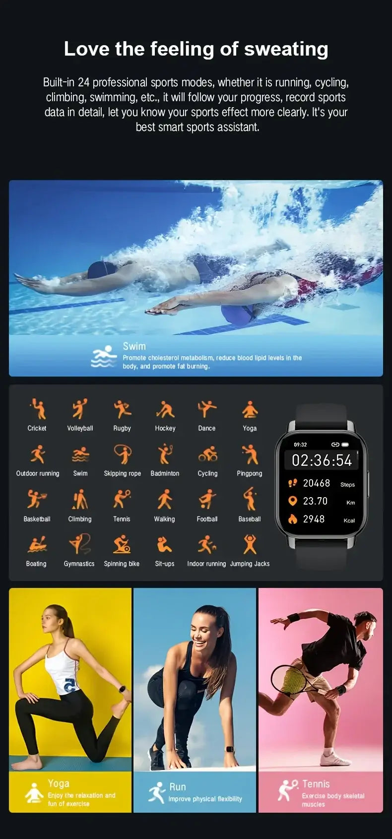 Track 24 different sports with precision.