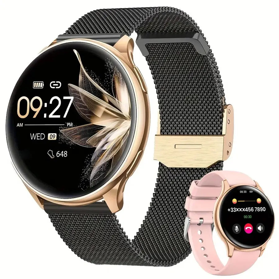 Stylish smartwatch with phone call function for women.