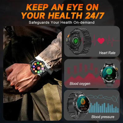 Brilliant AMOLED display smartwatch with flashlight.