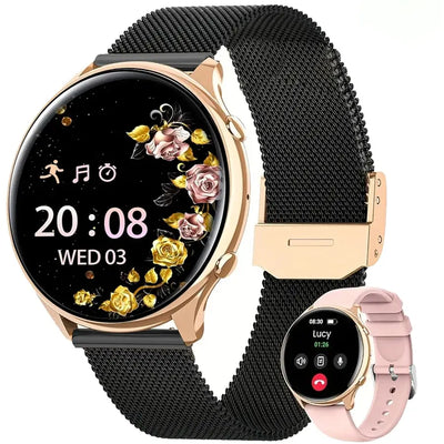Stylish smartwatch with phone call function for women.