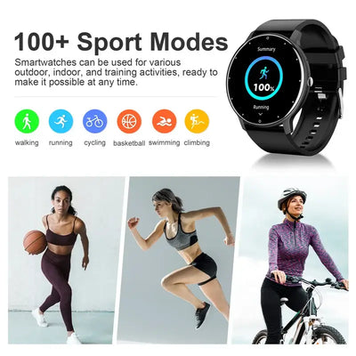 Sleek LIGE smartwatch with full touch display.