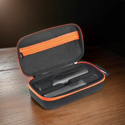 Custom-fit storage for wireless mics.