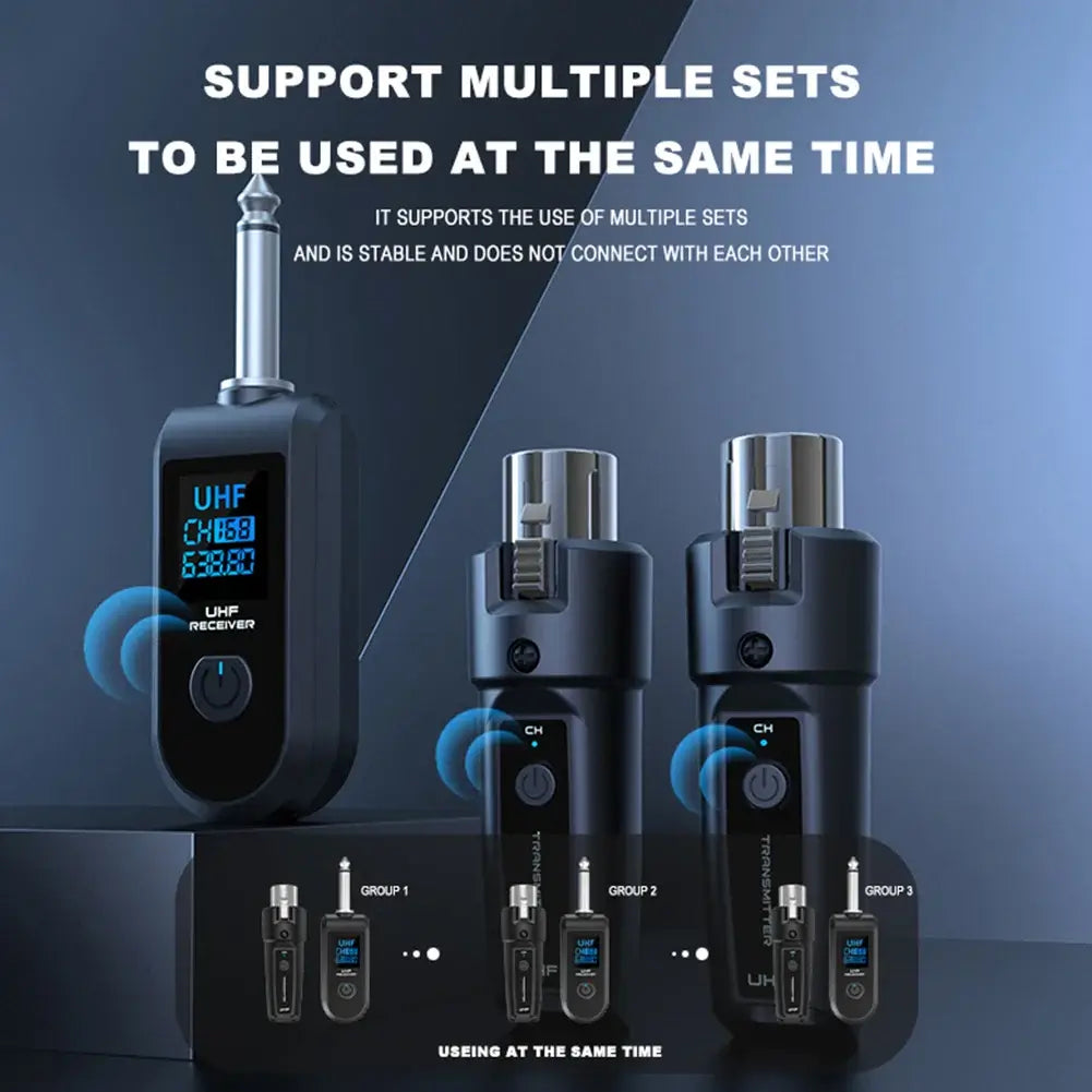 Reliable wireless audio with wide UHF range.