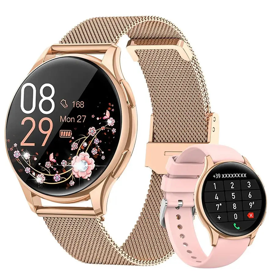 Stylish smartwatch with phone call function for women.