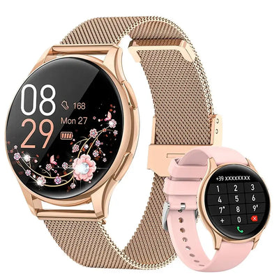 Stylish smartwatch with phone call function for women.